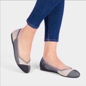 Rothy’s captoe flats size 9.5 black white geometric pattern